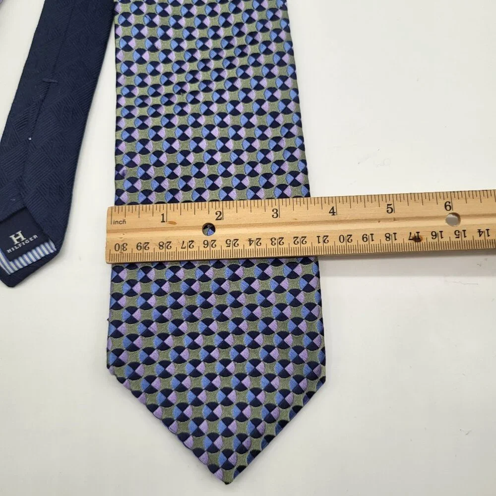 Tommy Hilfiger Men's Blue Geometric Print Neck Tie Silk Made in USA - Picture 7 of 7